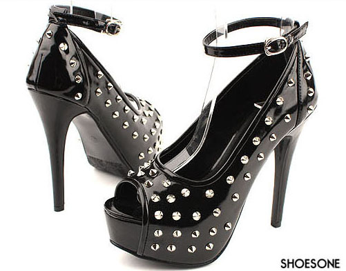 Women Awesome Studded Open Toe High Heels Platform Ankle Strap Sandals ...
