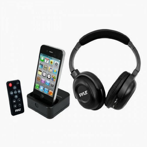 Pyle UHF Wireless Stereo Headphone with Wireless iPhone/iPod Dock Transmitter and RF Remote Control