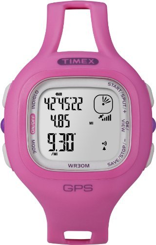 Timex Women's T5K698 Marathon GPS Speed+Distance Pink Resin Strap Watch