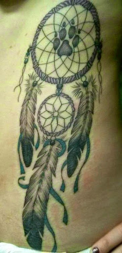 cat paw Dreamcatcher Tattoos for chest