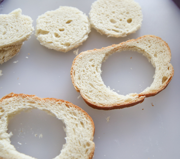 photo of bread slices with holes cut out