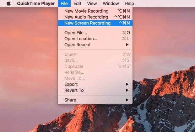 Nouvel enregistrement d'écran QuickTime Player 