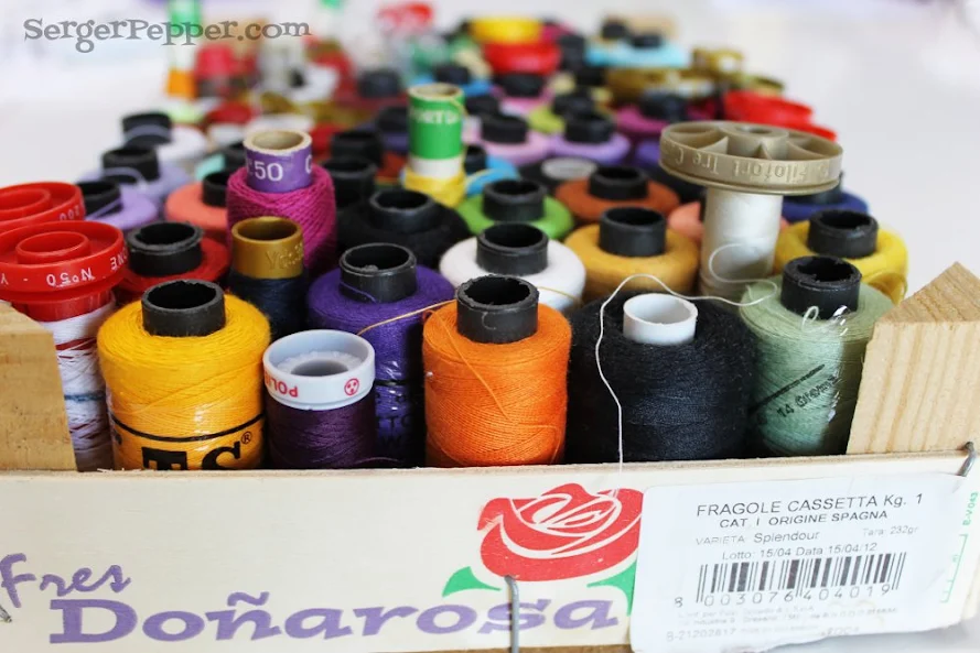 Slizzin' Summer series - Organize Your Sewing Room Low-Budget - Serger Pepper - thread spools