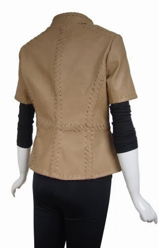 Paccilo FREE tailoring Women 4080 PLUS Size Short Sleeve Leather Blazer