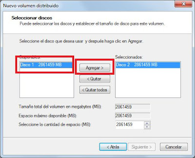 Unir dos discos duros fsicos en uno con volumen distribuido en Windows 7