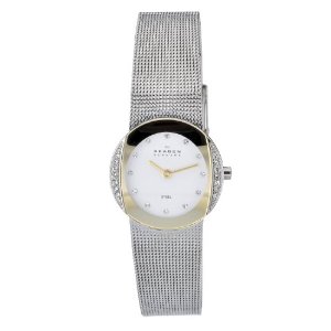  Skagen Women's O689SGSW Quartz White Dial Stainless Steel Watch