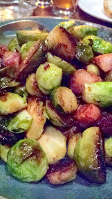 One of the Farmers' Market Sides, the Roasted Brussels Sprouts with pancetta and orange for the Raven and Rose and Goose Island Brewers' Dinner Series event on December 7, 2014