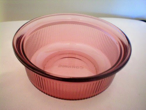  Corning Pyrex Vision Cranberry 1 pt. 450 ml Round Baking Dish w/ Ridges