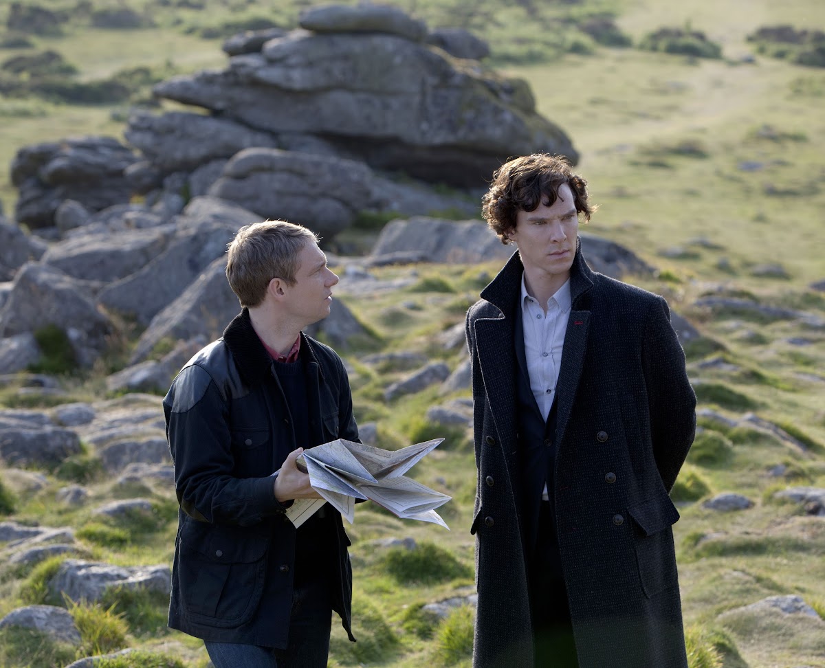 BBC Sherlock: The Hounds of Baskerville - Martin Freeman is Dr John Watson and Benedict Cumberbatch is Sherlock Holmes