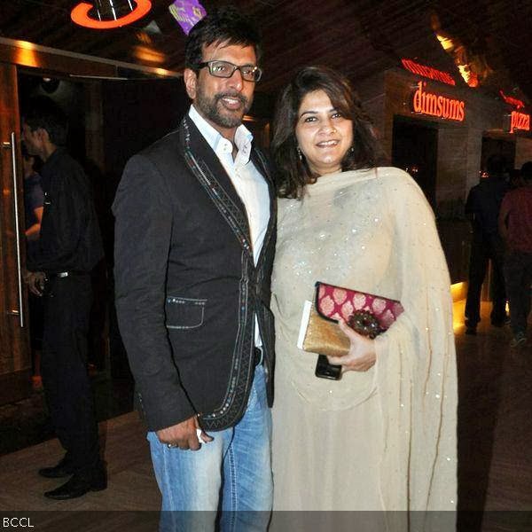Javed Jaffrey with wife at the premiere of the movie War Chhod Na Yaar, held in Mumbai, on October 10, 2013. (Pic: Viral Bhayani)