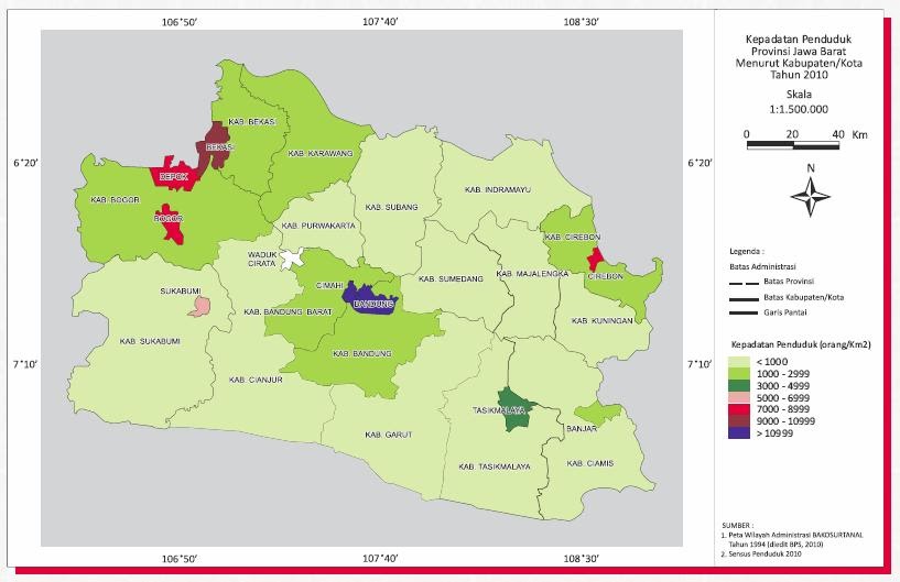 Population Density Indonesia 2010 Jawa Barat West Java Province