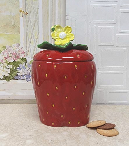  3-D Strawberry Ceramic Cookie Jar, 83576