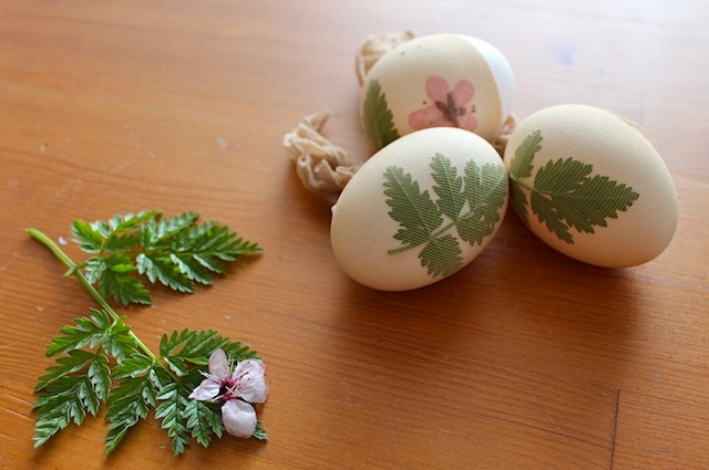 naturally dyed easter eggs with onion skins