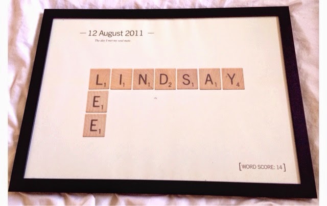 valentine gift from Toxic Fox gift shop of a personalised scrabble print