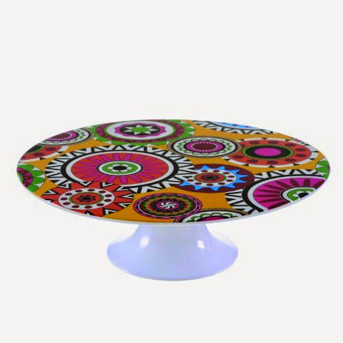 French Bull Melamine 12-Inch Cake Stand, Sunshine Wheel