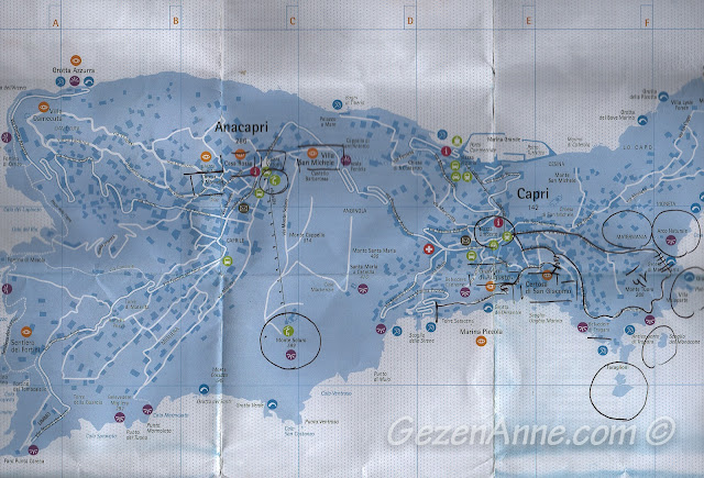 Capri adası gezilecek yerler haritası
