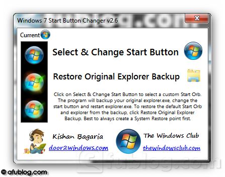 Windows 7 Start Button Changer v 2.6 for SP1 and old W7 version without update Mang giao diện Windows 8 vào Windows 7