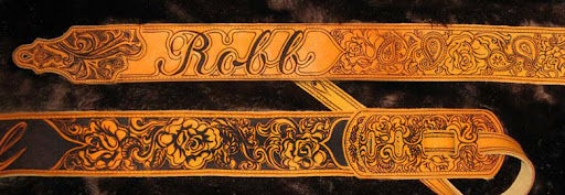burnmethod hand engraved leather guitar strap burning tooled paisley
