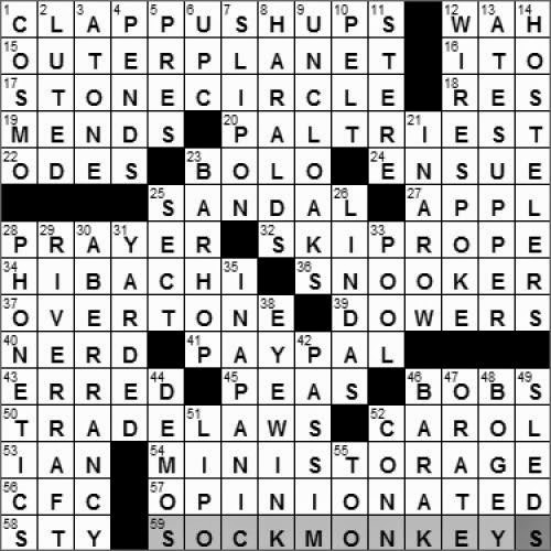 1113 10 New York Times Crossword Answers 13 Nov 10 Saturday