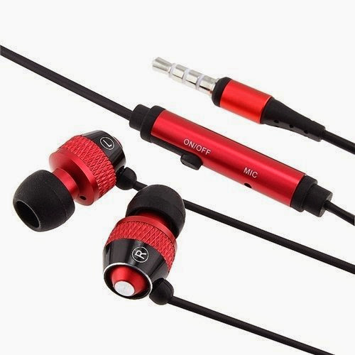  eForCity Universal 3.5mm In-Ear Stereo Headset w/ On-off  &  Mic forLG C900 Quantum, Red / Black
