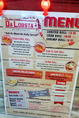 Da Lobsta stand at the Chicago French Market, menu