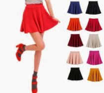 <br />V28® Women Girls Stretch Waist Flared Plain Pleated Casual Mini Skater Skirt