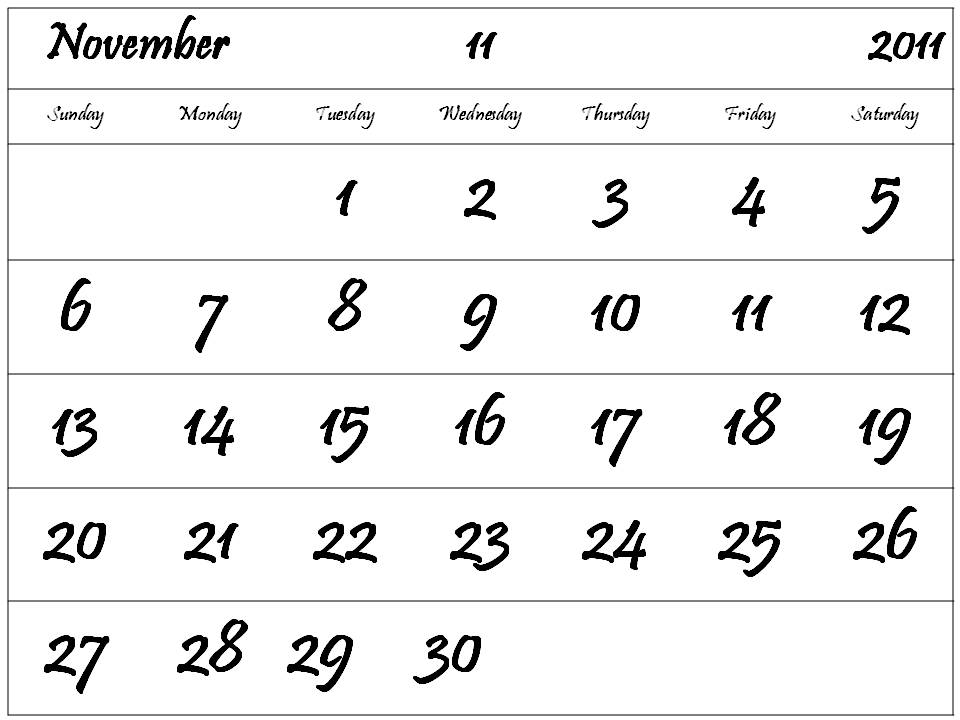 2011 november calendar. Fancy Calendar November 2011