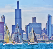 J/109 fleet starting off Chicago waterfront- Mac Race