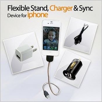 Helix Loop USB Charger and Stand, Including Extension Cord, Car Charger and Wall Adapter for iPhone