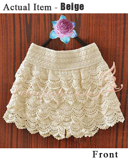 Korean Fashion Womens Sweet Cute Crochet Tiered Lace Skorts Short Pants ...