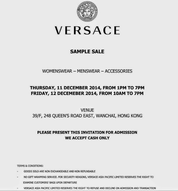 GOODIES HONG KONG Versace sample sale