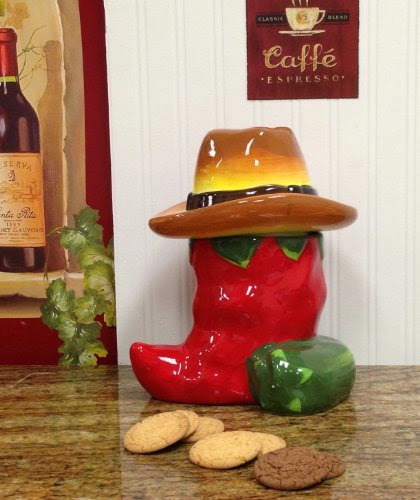  Western Red and Green Chili Pepper Cookie Jar