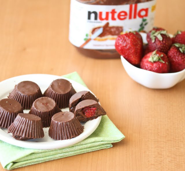 photo of a plate of Strawberry Nutella Chocolate Cups