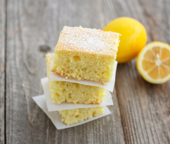 close-up photo of a stack of Skinny Lemon Cake