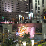 A night view of Rockefeller Center - notice the absence of a skating rink!