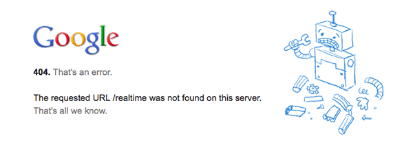 googleリアルタイム検索の404ページ