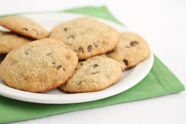 banana chocolate chip cookies on a plate