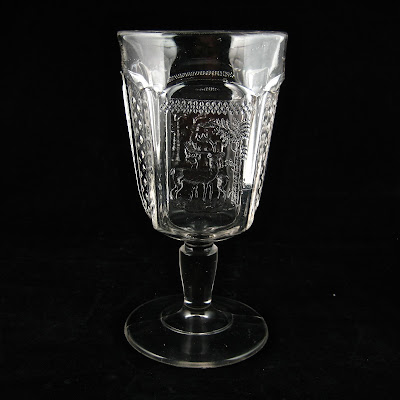 Deer and Doe aka Deer and Pine Tree Goblet by McKee or Belmont Glass