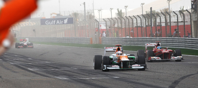 Paul Di Resta Fernando Alonso Bahrein 2012 Force India Ferrari