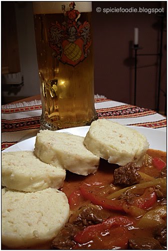 Czech Goulash with dumplings and beer