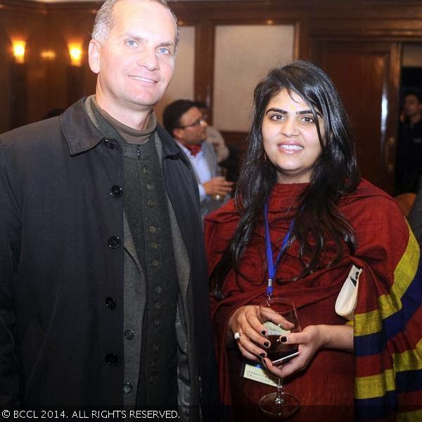 Tiborkovacs (director cultural counsellor, Hugarian Embassy) and Supriya Suri at the Cocktail Dinner of the 2nd Delhi Literature Festival, held at The Claridges, New Delhi, on February 9, 2014.