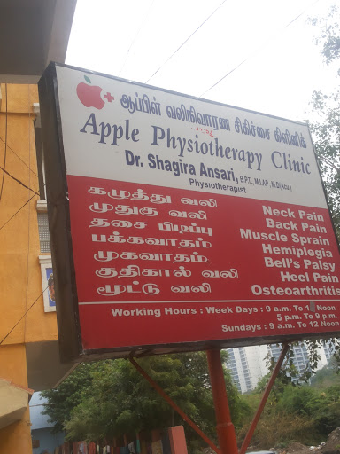 APPLE PHYSIOTHERAPY CLINIC, 170/ 104A,Vardamal Garden Main Street, Baraca Road,Secretariat Colony,, Kilpauk., Chennai, Tamil Nadu 600010, India, Physiotherapist, state TN