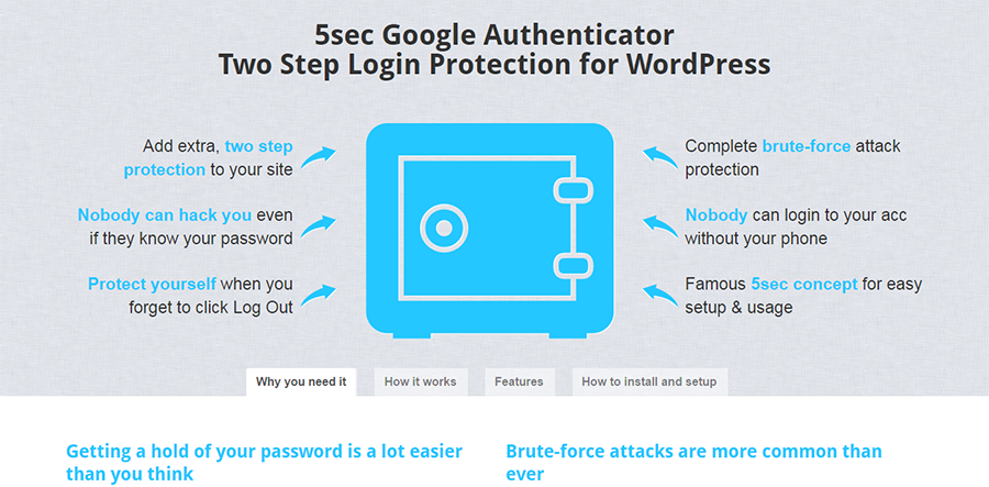 5sec Google Authenticator para WordPress Proteção de login em duas etapas