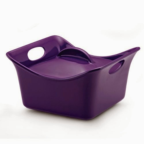  Rachael Ray Stoneware 3.5-Quart Covered Square Cassersquare Casserole, Purple