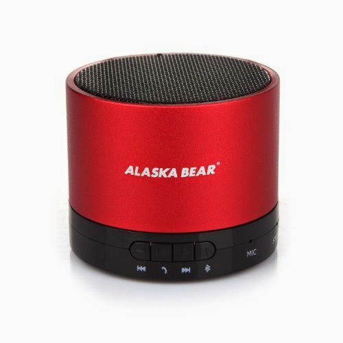  Alaska Bear® Portable Bluetooth Micro Mini Speaker, Powerful Loud and Clear Sound with Bass, Built in Mic, Works With All PC, iPhone, iPad, iTouch, Samsung, HTC, Blackberry, Nexus, All Phones and MP3 Players (Red)