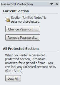 Change password or remove password in onenote 2010