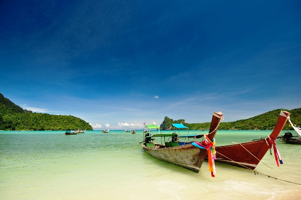 Long Tail Boats Ashore