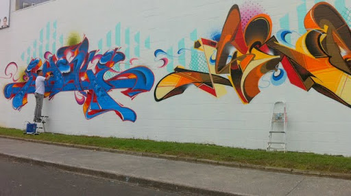 street artist graffiti artist at work grey lynn auckland