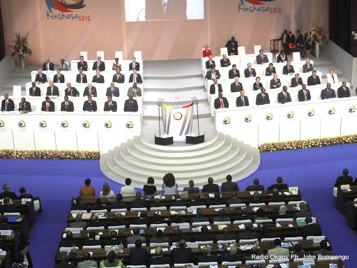Salle de congrès du palais du peuple à Kinshasa le 13/10/2012, lors de l’ouverture du XIVème sommet de la francophonie. Radio Okapi/ Ph. John Bompengo