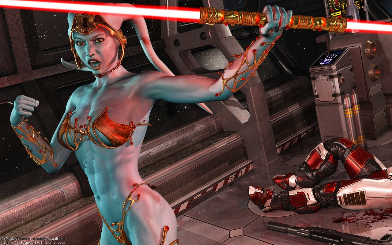Now a fully grown up Twi’lek, strong and skilled with her double lightsaber